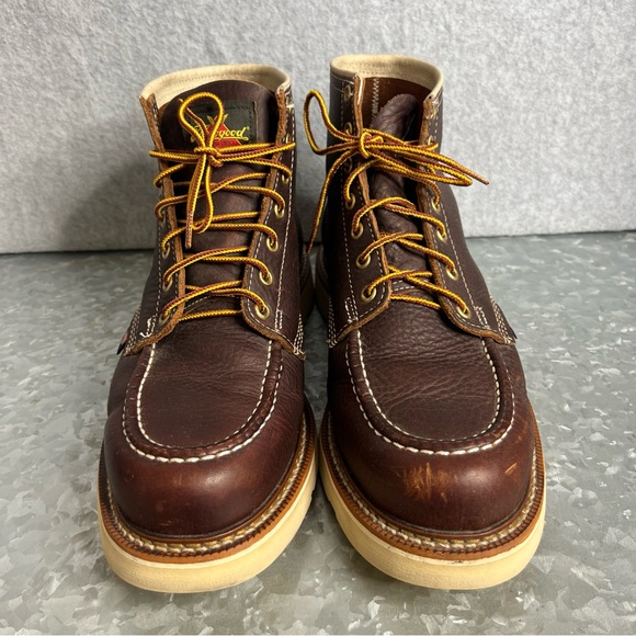 Thorogood American Heritage 6" Safety Toe Work Boot Max Wear Wedge Brown Leather - Picture 3 of 16